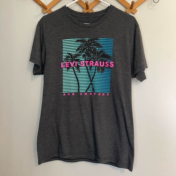 Levi's Gray Graphic crewneck T-Shirt for Men size medium palm tree neon surf - Picture 1 of 4